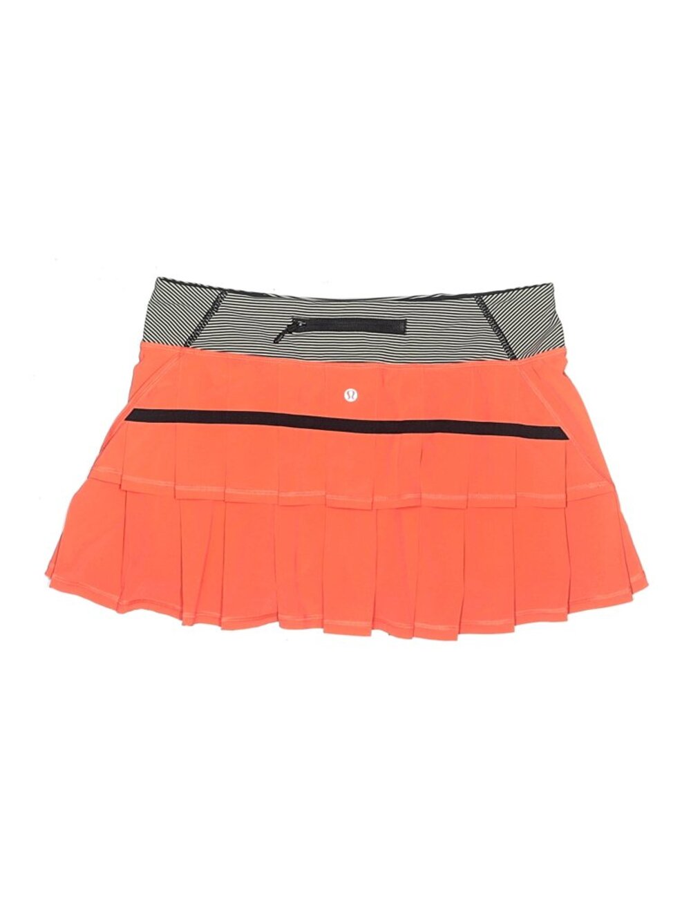 Lululemon Pace Setter Skirt Light Flare orange Tonka Stripe tennis skort sz 10